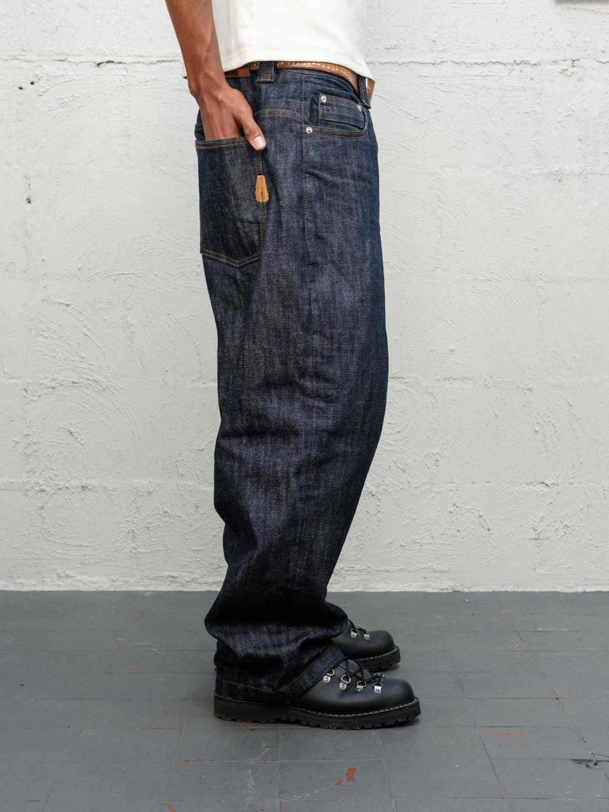 Denim Pant | Indigo Raw Selvedge side view