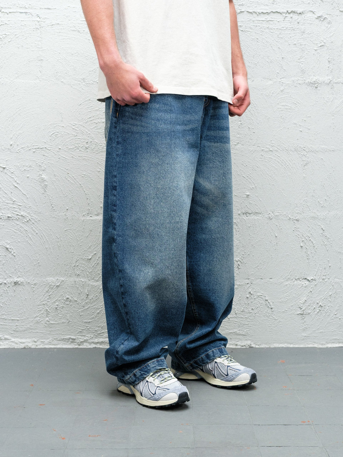 Denim Pant | Frost Full bottom half, showing how they sit on solomons
