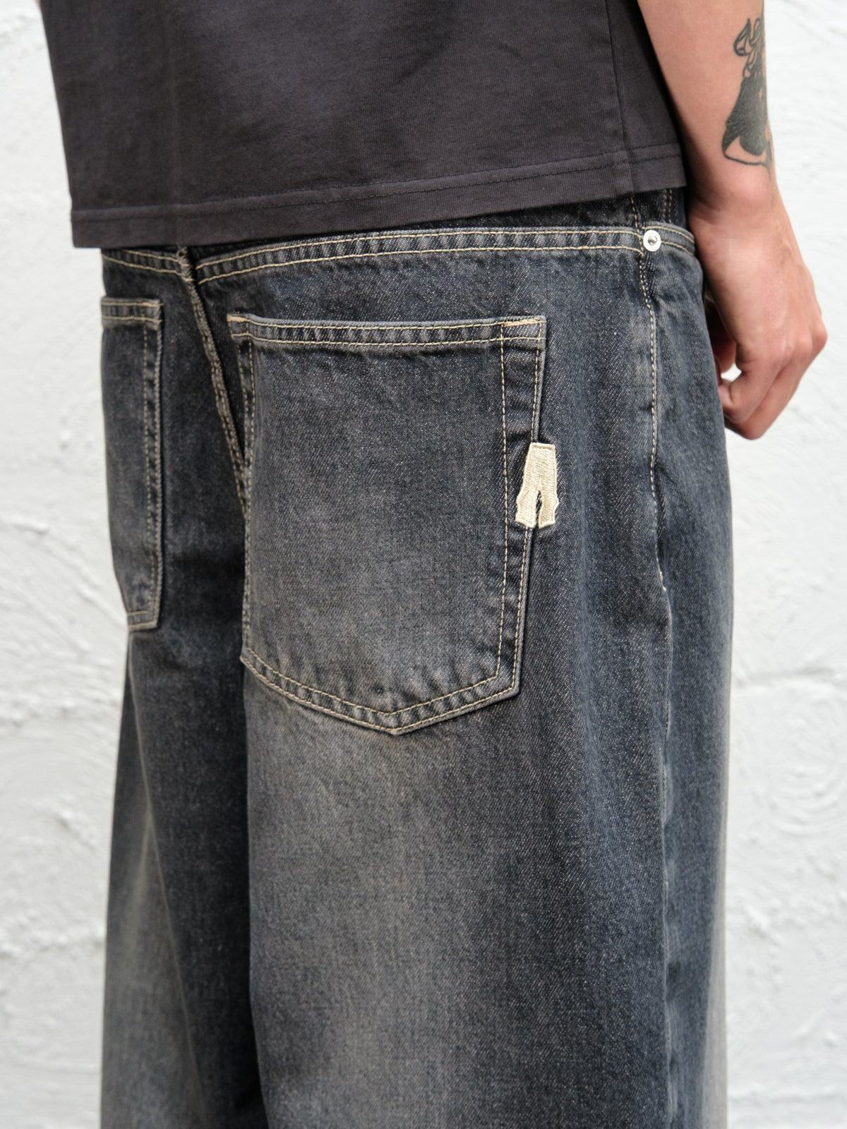 Denim Pant | Flint rear embroidery close up