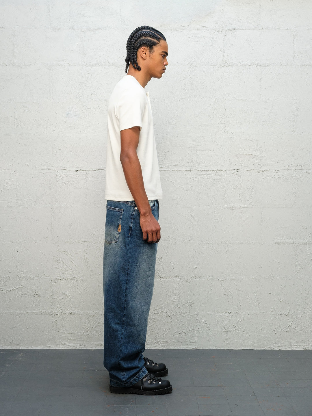 Denim Pant | Frost Front with white t-shirt and danner boots