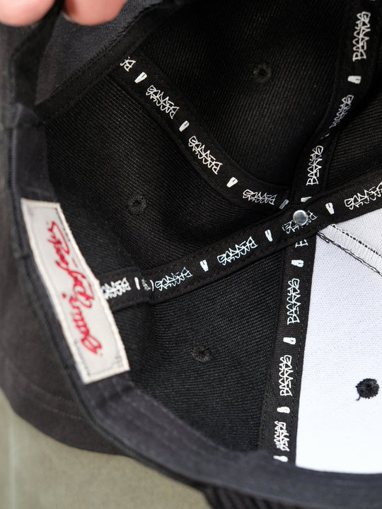 Inside detailing of Baggys 5-panel hat in black up close