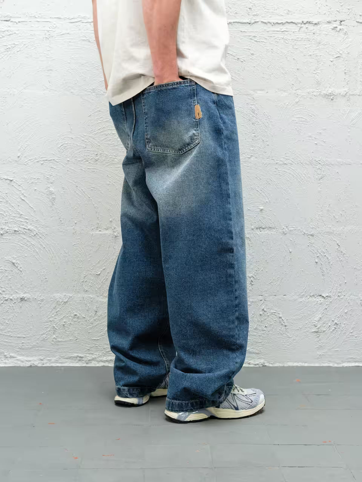Frost denim pant lower half from back