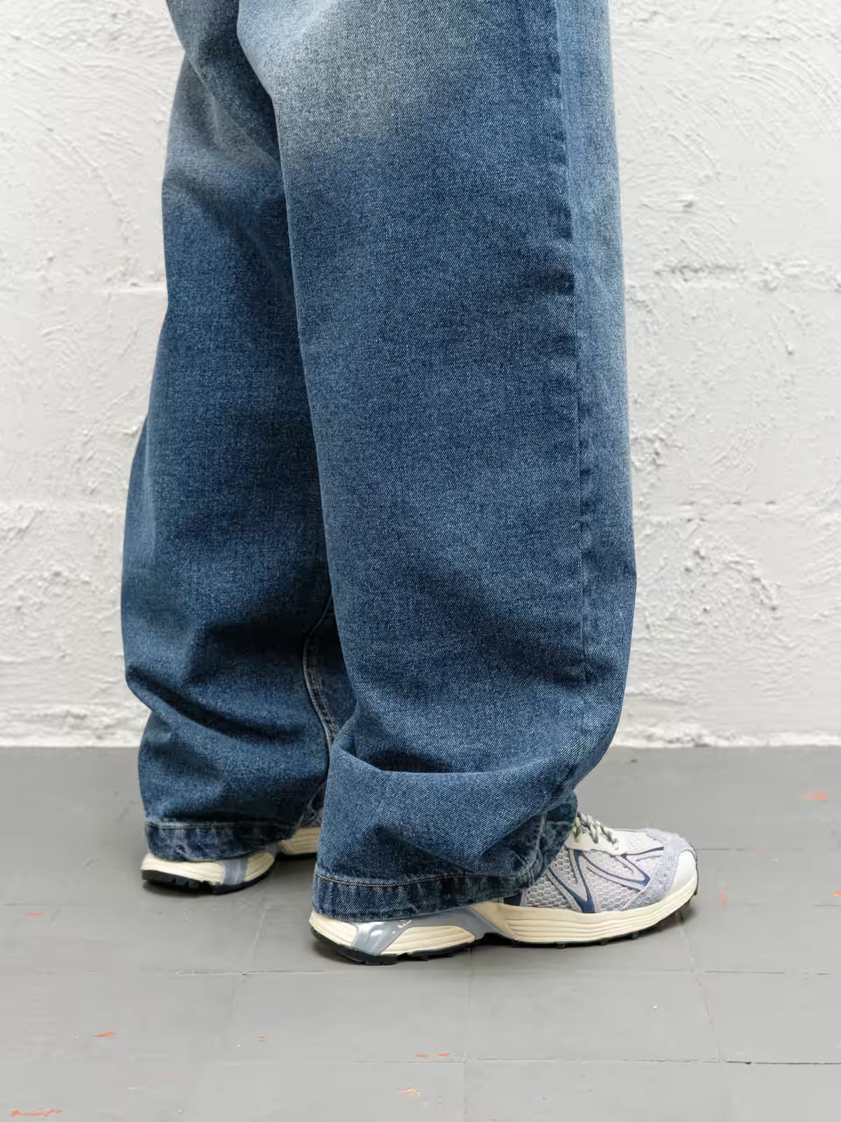 Frost denim pant lower half at shoes