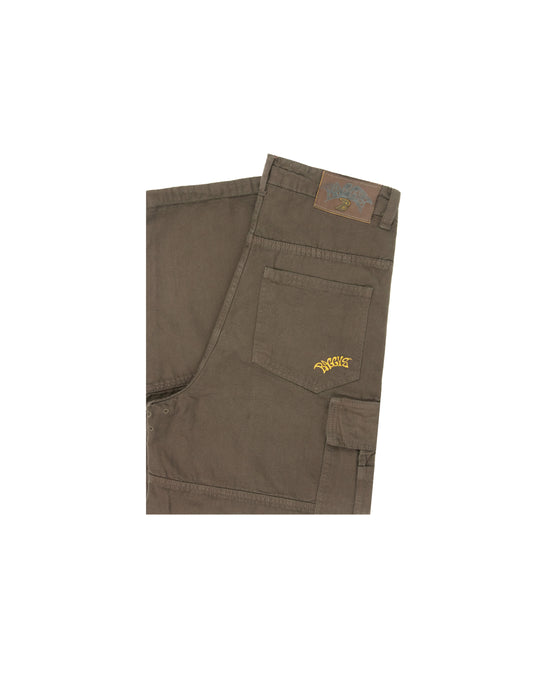 Brown pants with a logo on a white background