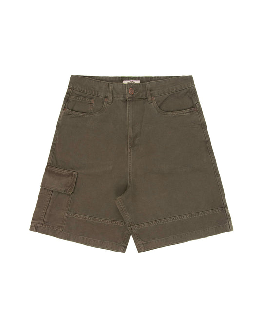 Brown cargo shorts on a white background