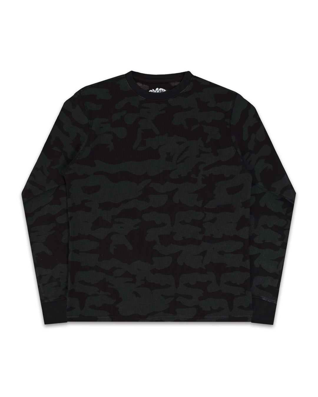 Black camouflage waffle ls on a white background
