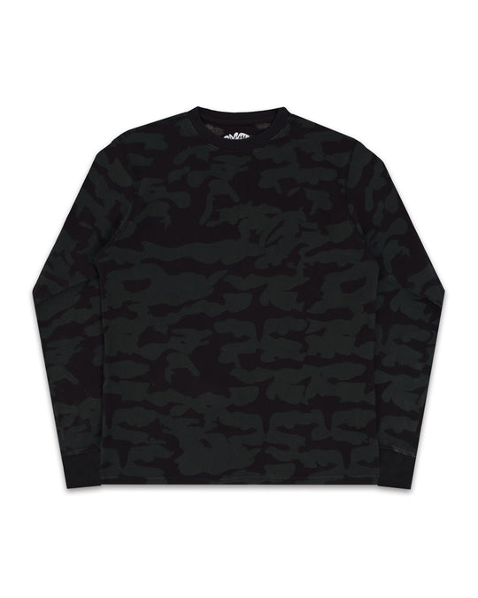 Black camouflage waffle ls on a white background