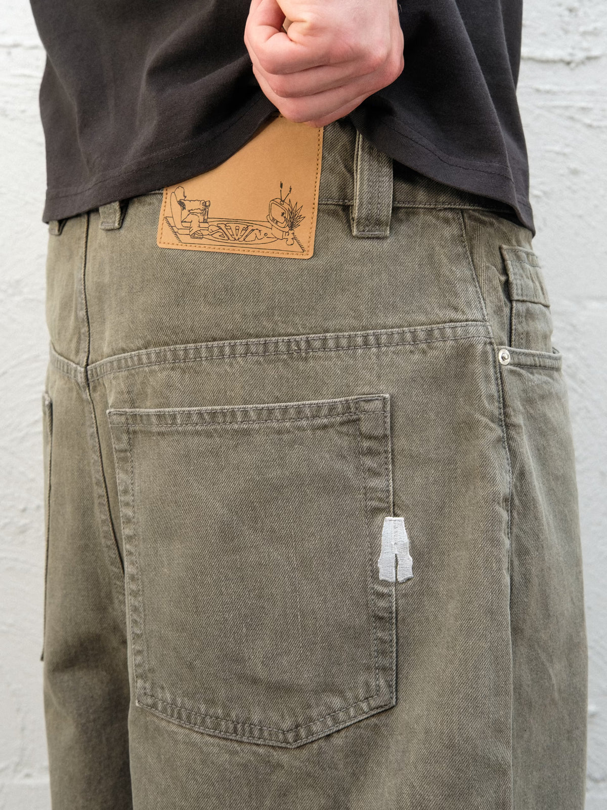 DENIM PANT | SAGE rear belt patch Baggys.uk