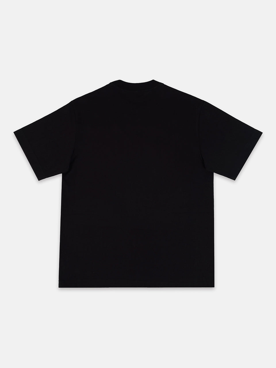 Black t-shirt on a light gray background