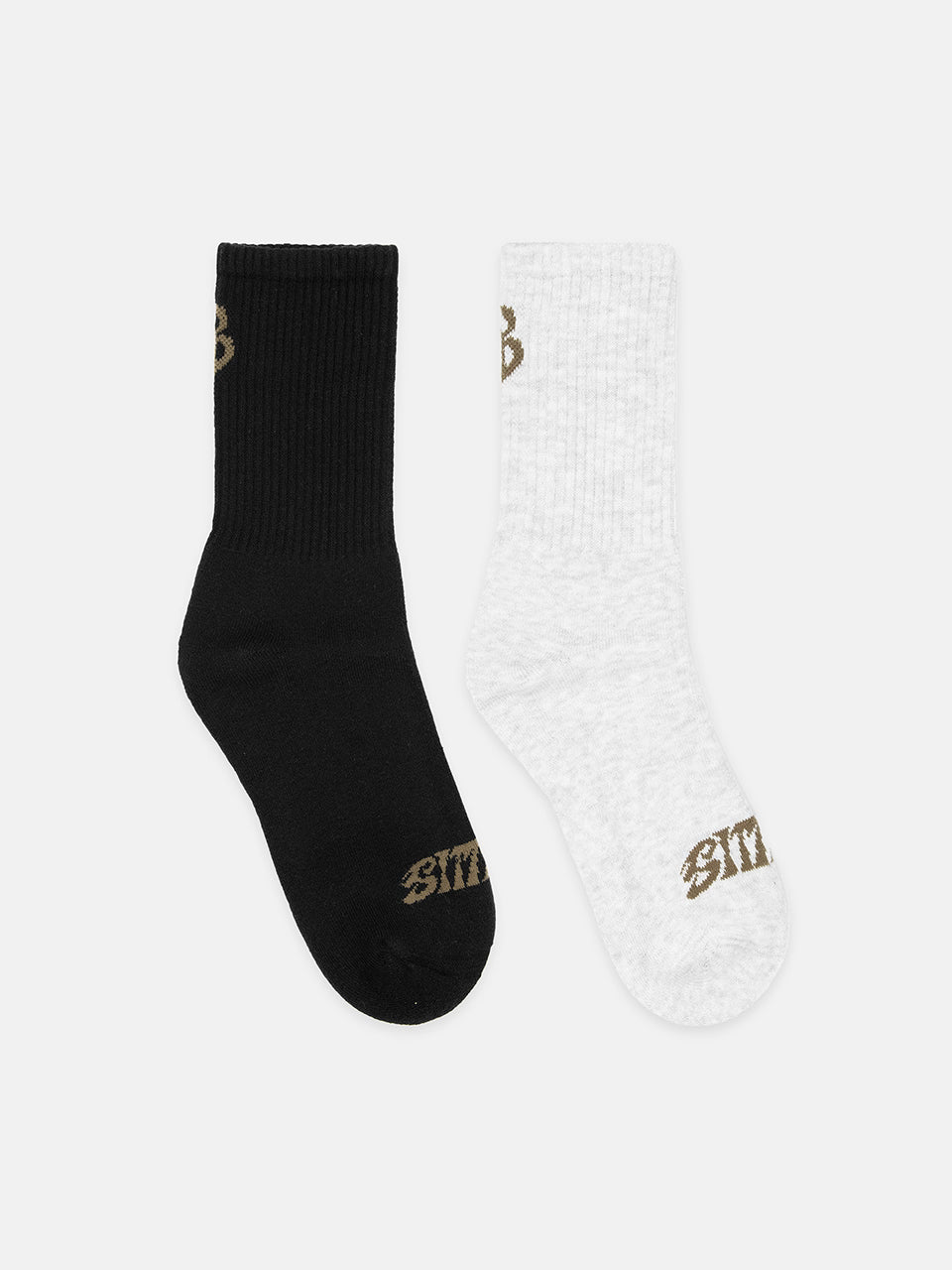 Black and grey marl socks with 'Sittin' branding on a white background