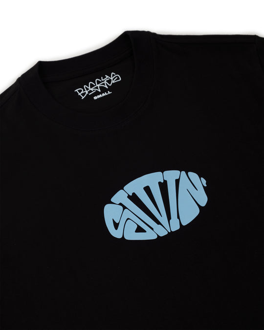 Sittin Tee front graphic close up flatlay