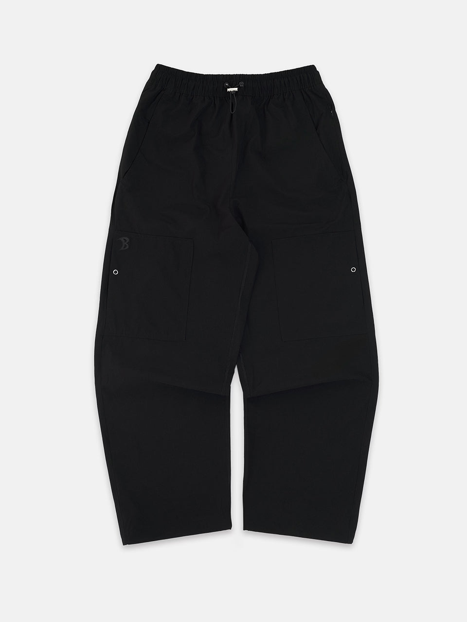 Baggy Vanta Black Track Pants Front Flatlay