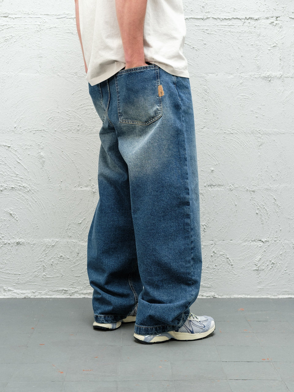 Denim Pant | Frost Full bottom half, showing how they sit on solomons