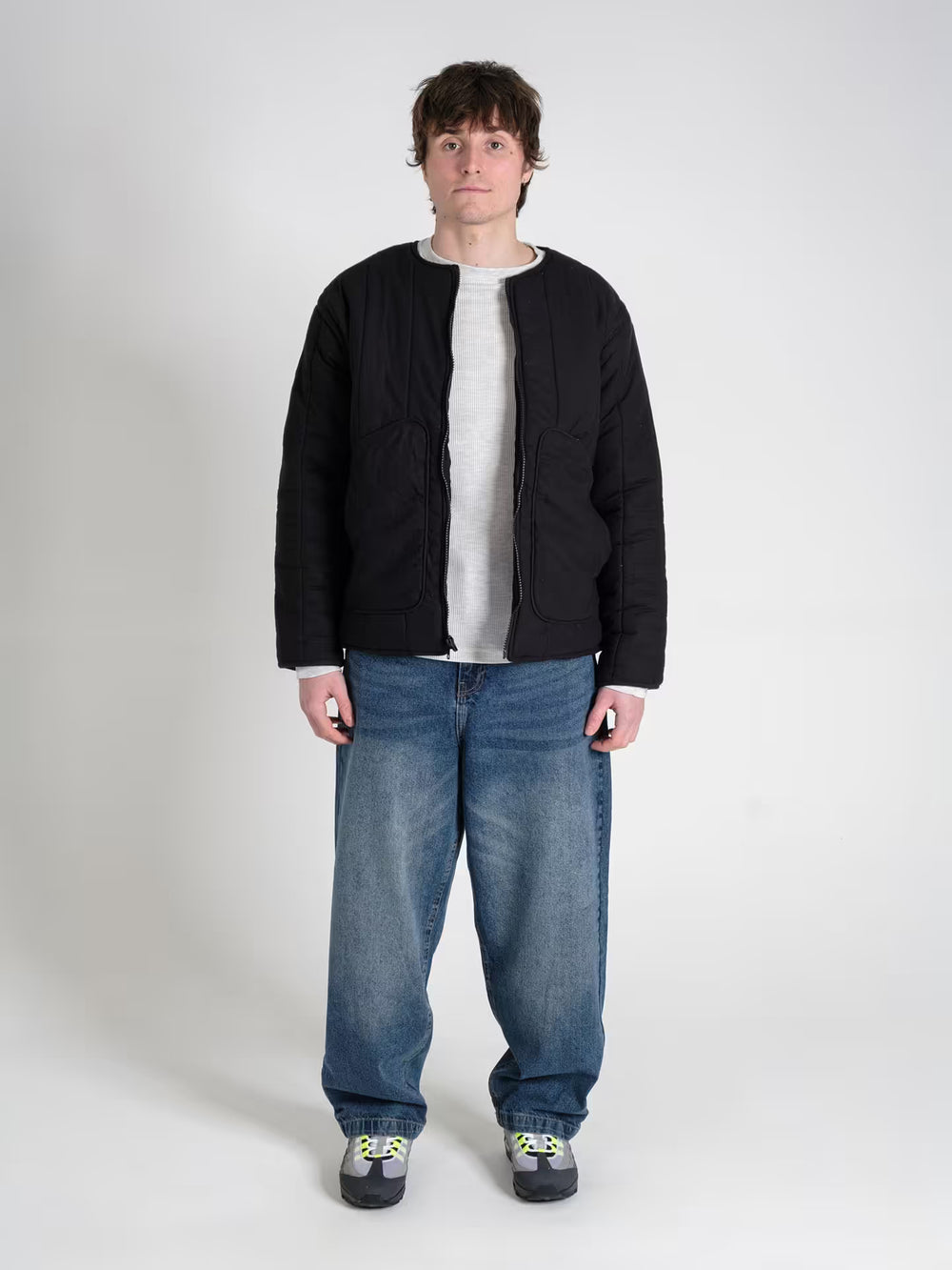 military jacket carbon black on body shot front