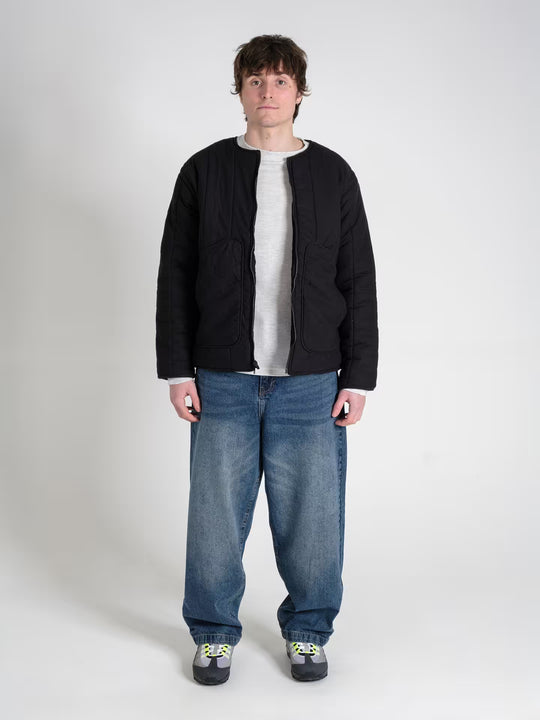 military jacket carbon black on body shot front