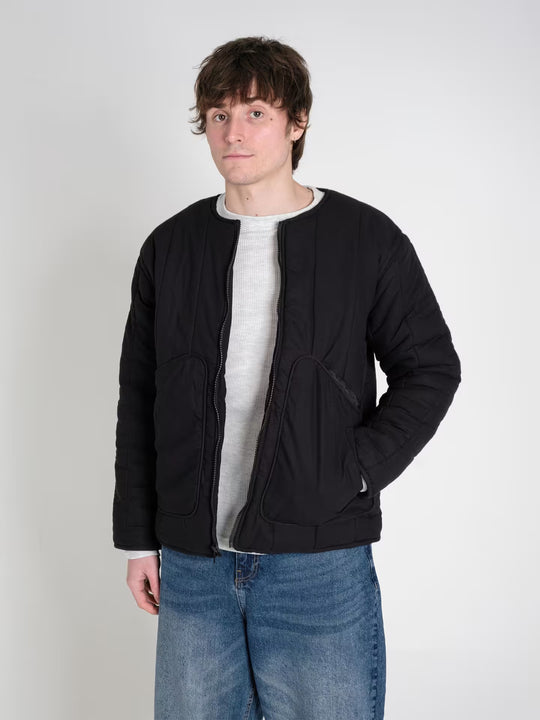 military jacket carbon black on body shot front close