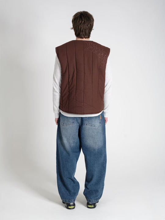 military gilet haze brown on body shot rear
