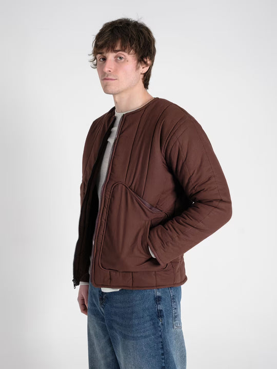 military jacket haze brown on body shot front close
