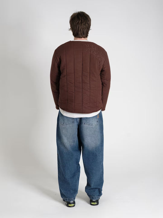 military jacket haze brown on body shot rear