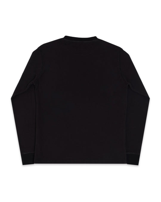 Black waffle long sleeve back flatlay