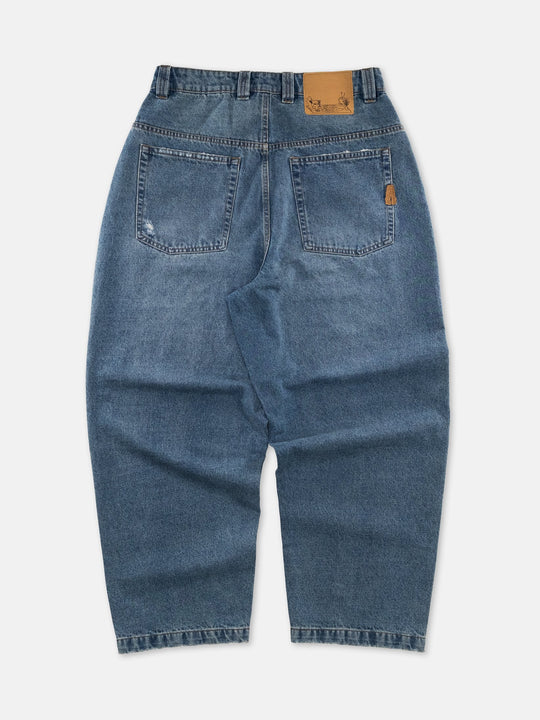 Baggys Denim Pant Fray — rear full flatlay, light blue wash