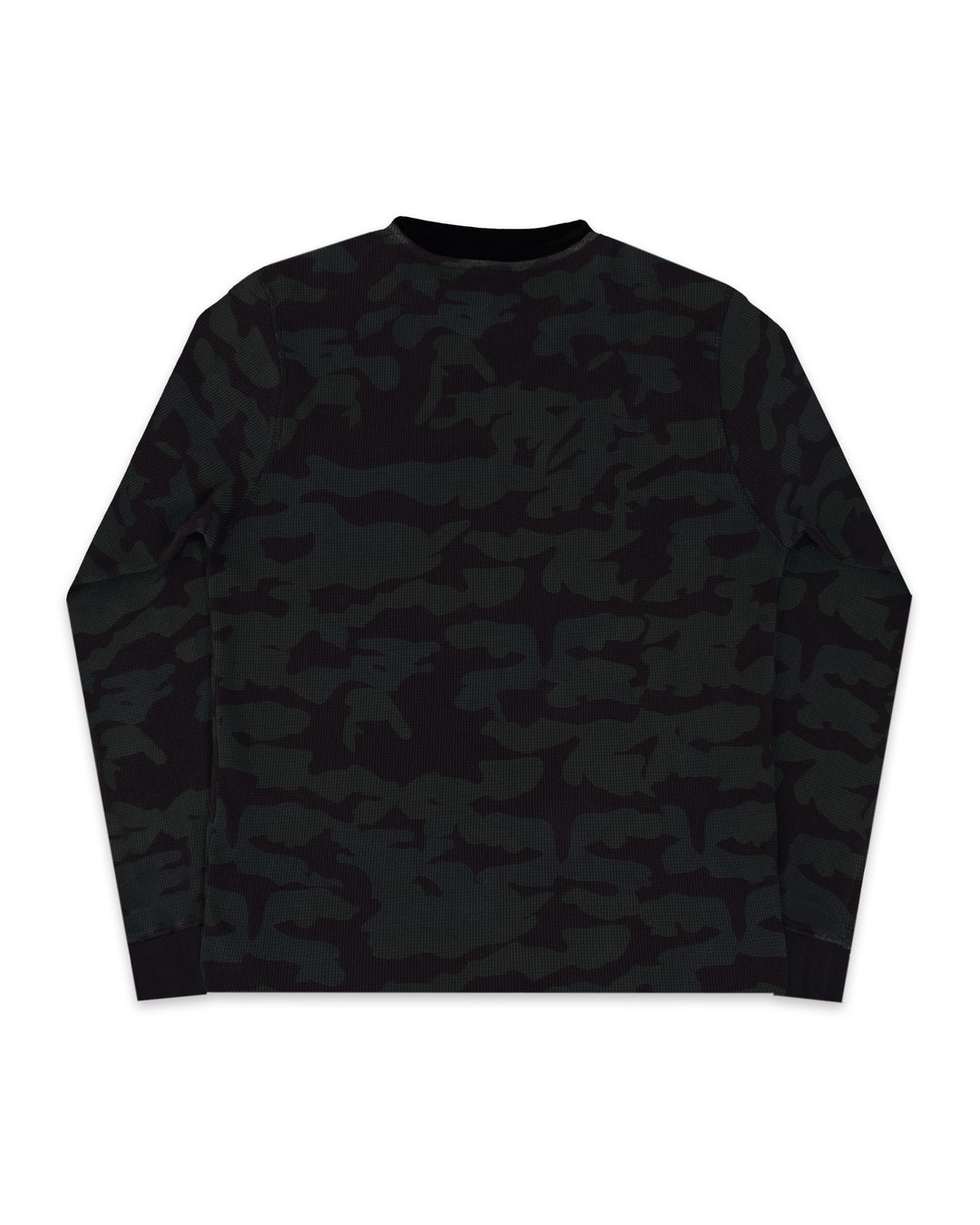 Black camouflage long-sleeve shirt on a white background Back
