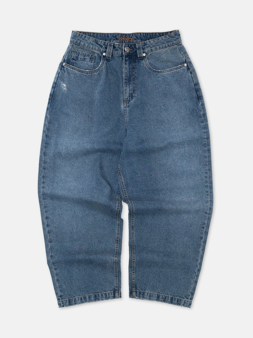 Baggys Denim Pant Fray — front full flatlay, light blue wash