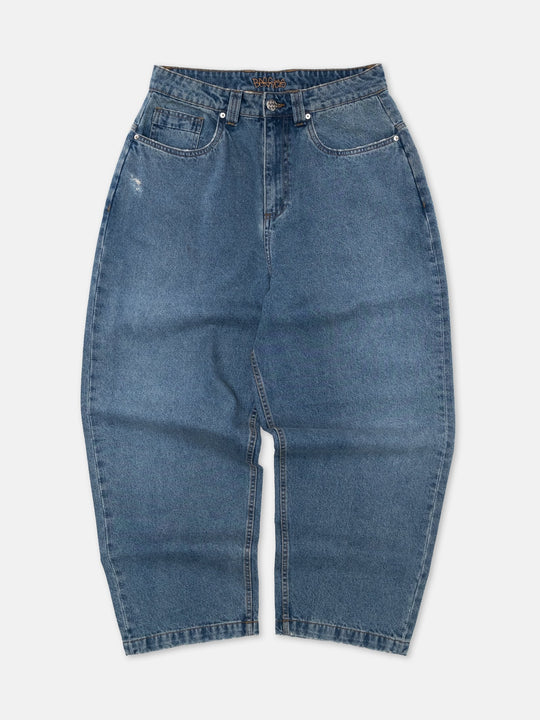 Baggys Denim Pant Fray — front full flatlay, light blue wash