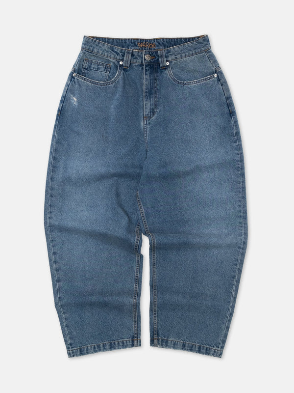Baggys Denim Pant Fray — front full flatlay, light blue wash