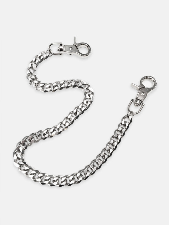 Silver wallet chain on white backgroud