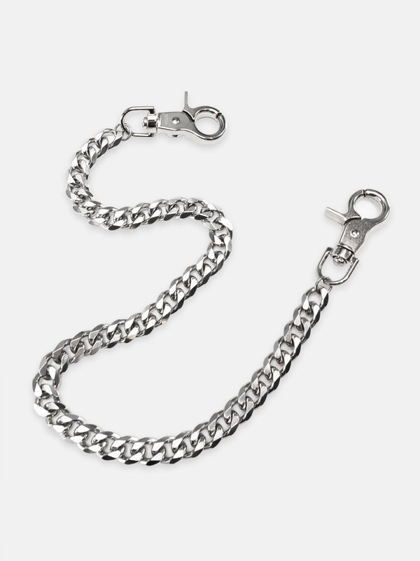 Silver wallet chain on white backgroud